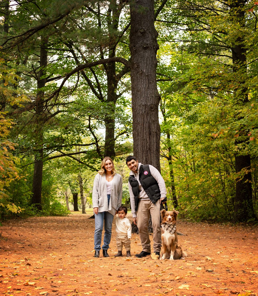 Family session in the autumn forest
